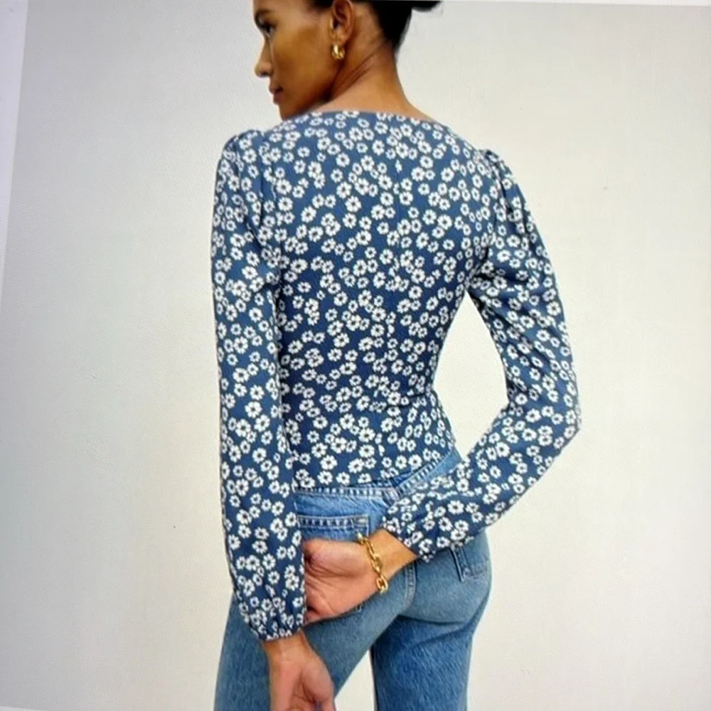 Reformation Nell Floral Button Front Top